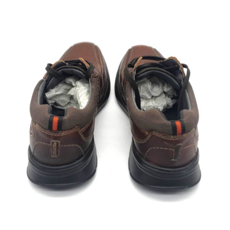 * CLARKS MENS SHOES TRAINERS SIZE UK 11 EU 46 REAL LEATHER BROWN WITH ...