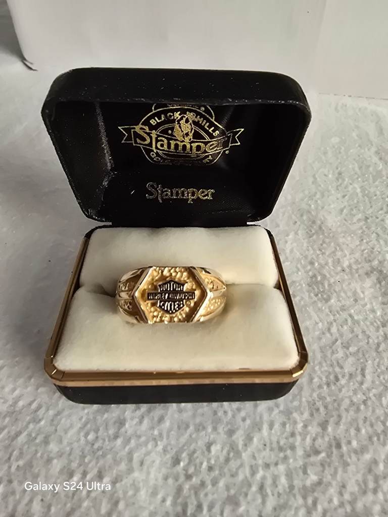 Gold plated Harley Davidson ring.