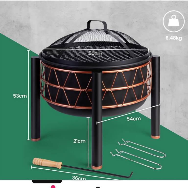 AWNIC 2-in-1 Fire Pit & Cooking Grill with Mesh Guard