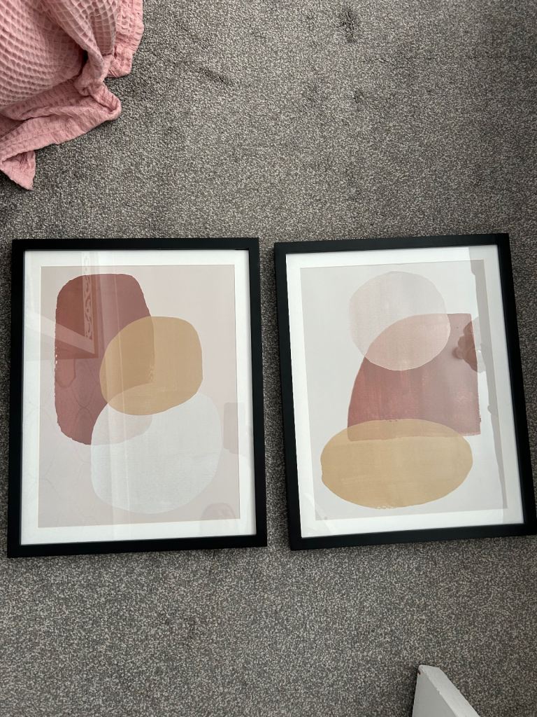 2x Large Framed Abstract Art Prints 