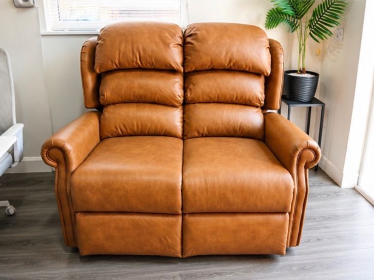 Tan Leather 2-Seater Sofa