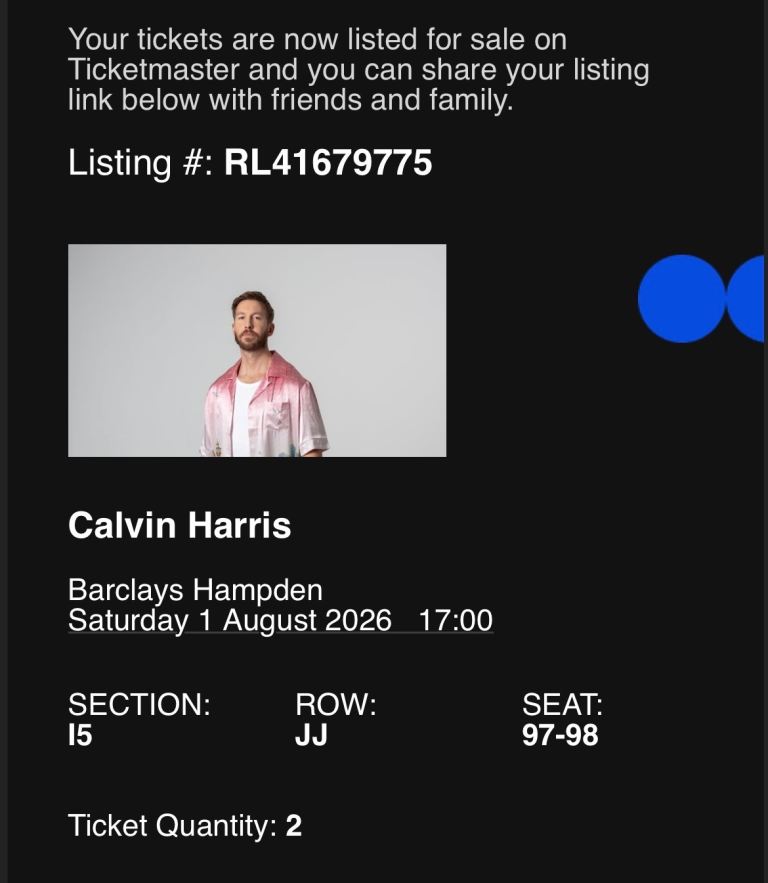 CALVIN HARRIS TICKETS X2 