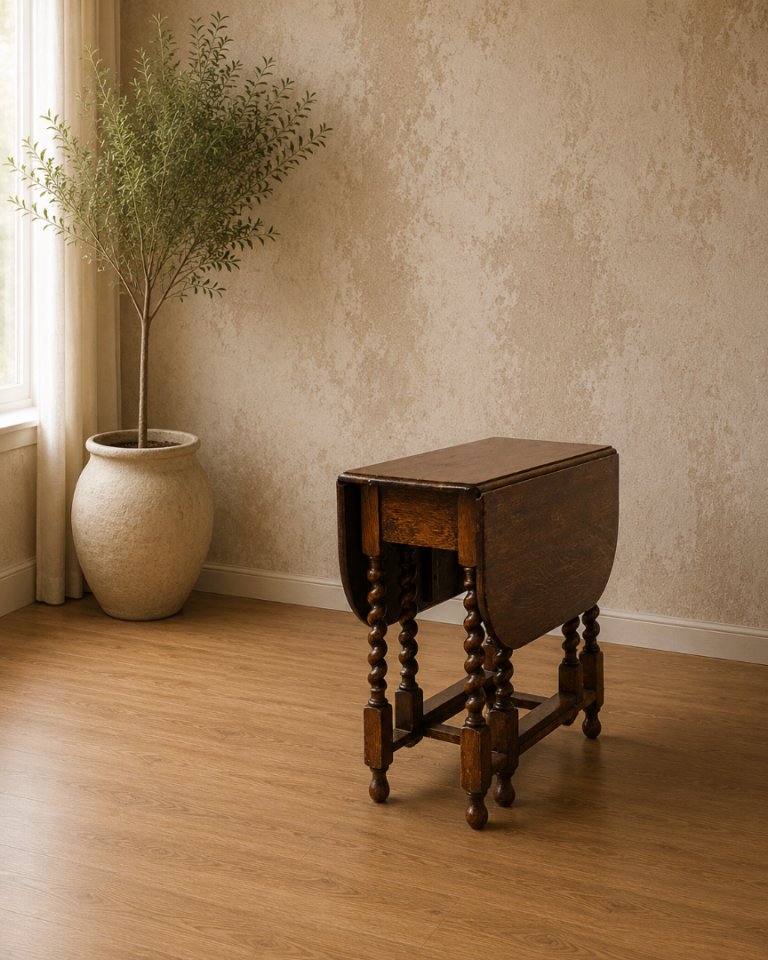 Vintage Solid Oak Barley Twist Drop Leaf Gateleg Dining Table | English Oak Side Table 🚚