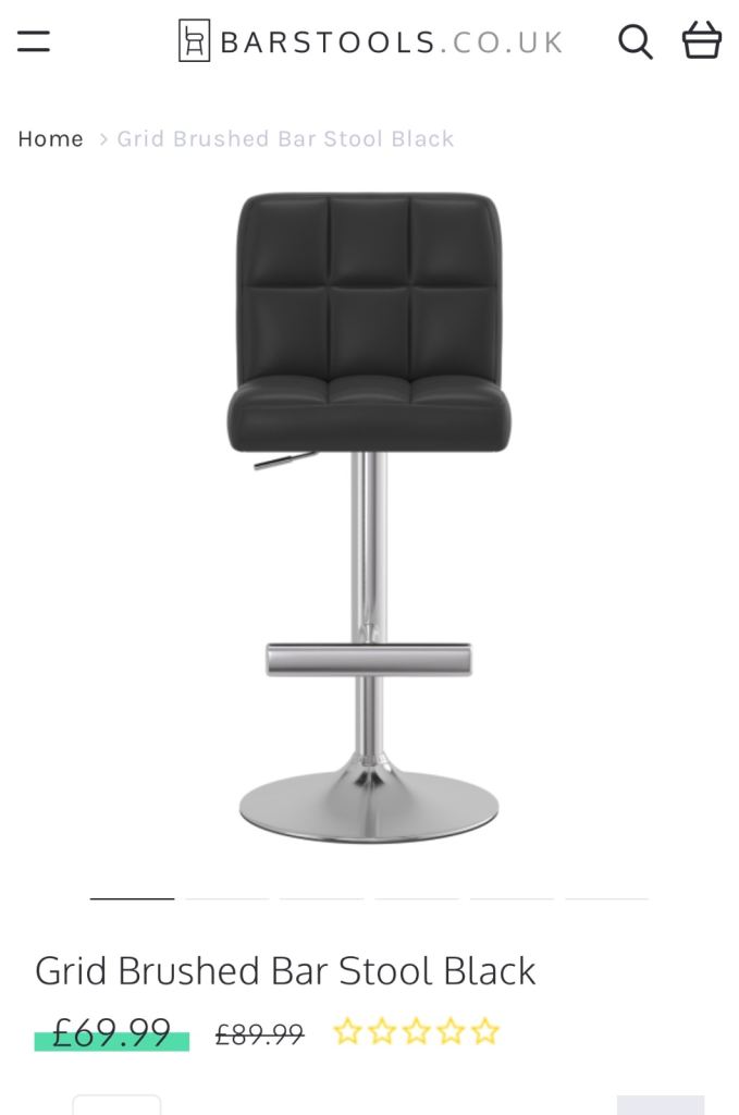 Grid Chrome Bar Stools X2 Black BRAND NEW For Sale