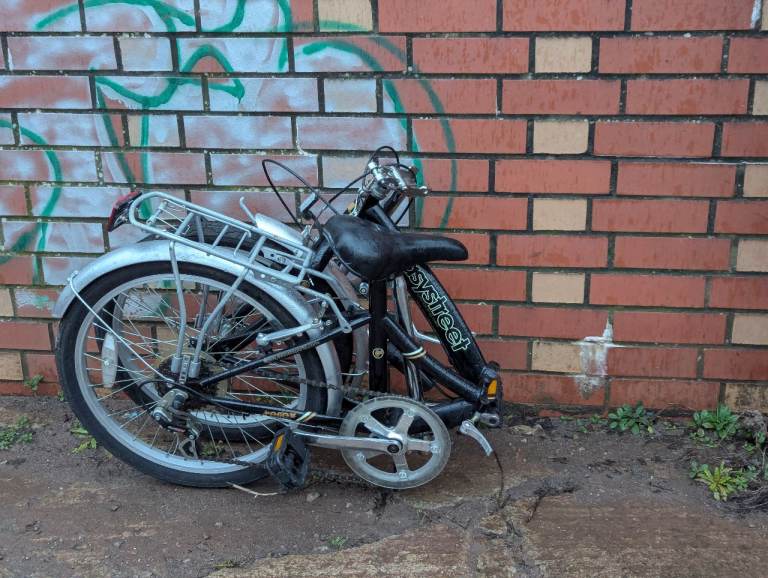 Folding bike 20 inch wheel with rack and mudguards Bristol Upcycles workshop 