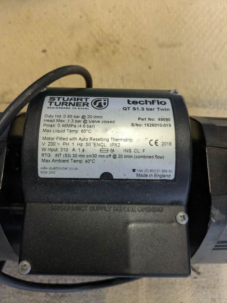 Stuart Turner Techflo QT 51.3 bar Twin Shower Pump
