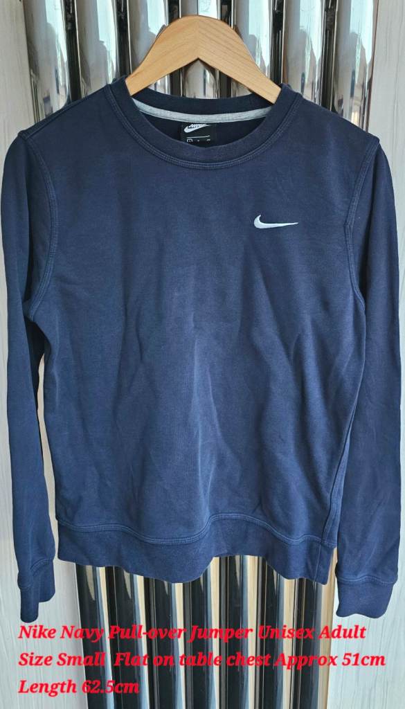 Nike Navy Pullover Jumper Unisex Adults Size S Long Sleeves 