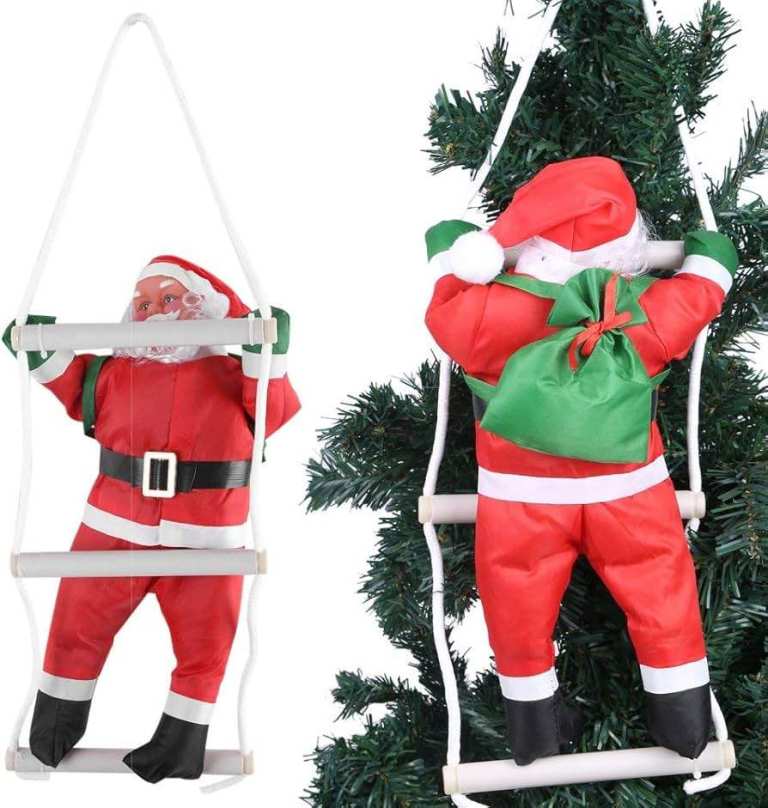 Christmas tree decorations Santa Claus Climbing On Rope Ladder Christmas Tree Indoor Ornament Decor