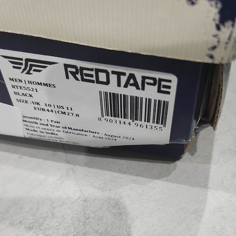 REDTAPE Men's Black Leather Formal Shoes - UK 10, New