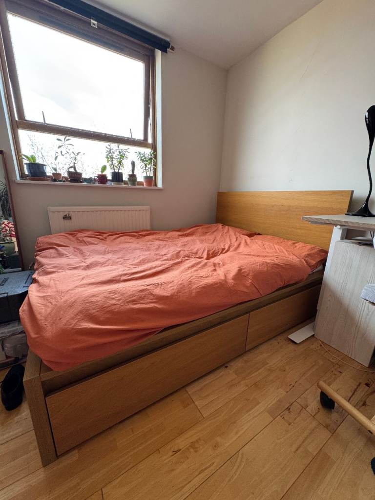 Ikea Malm Double Bed with 2 x Under-bed Drawers