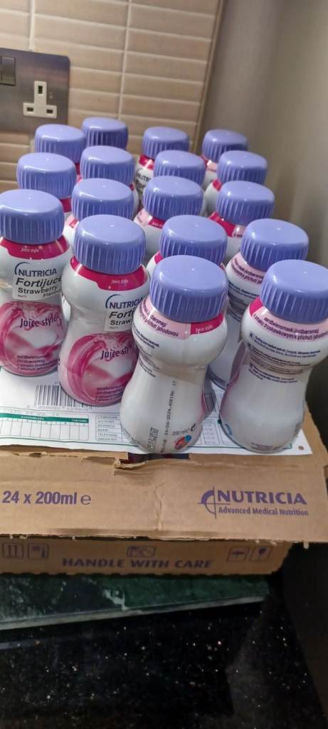 10 bottles of Nutrucia Fortijuice nutritional supplement drinks, in date, mix of different flavours