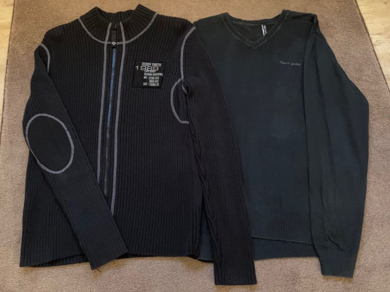 image for Mens Zip Up Cardigan / V Neck Jumper (Teddy Smith) Size L