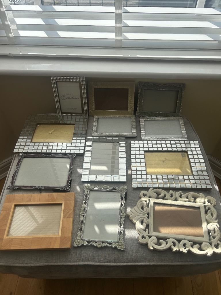 Selection /job lot of 12 photo frames mirrored metal jewelled mixed