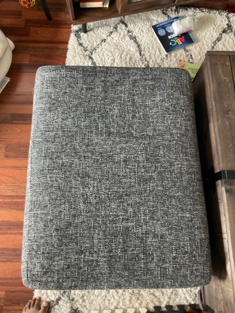 Grey Fabric Storage Ottoman / Footstool – Good Condition