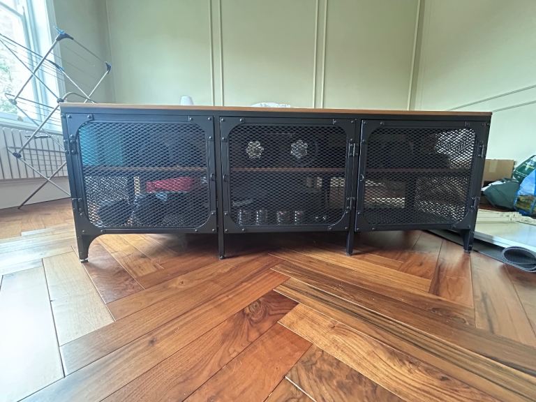 IKEA FJÄLLBO TV Bench / TV Unit – Industrial Black & Wood – Excellent Condition