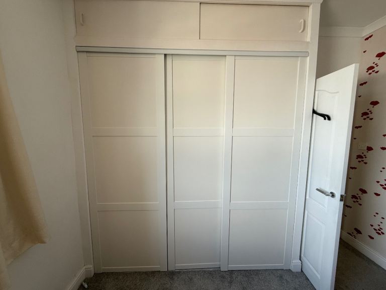 White Triple Sliding Wardrobe Doors - Good Condition