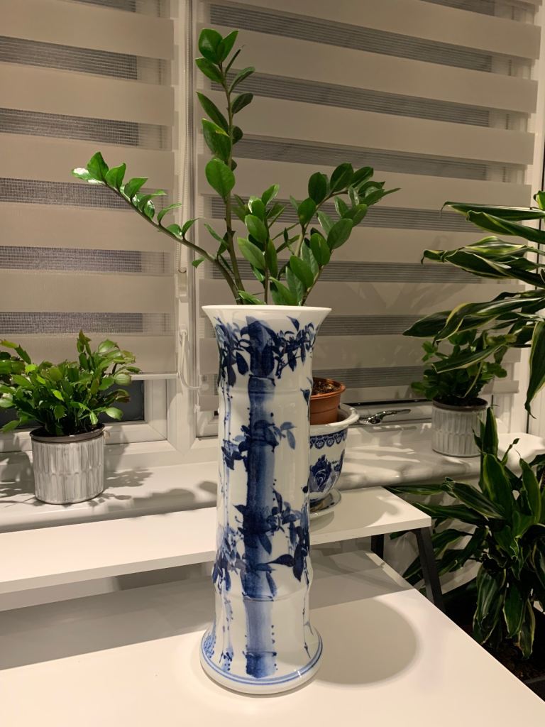 New- Blue and White porcelain lucky bamboo vase