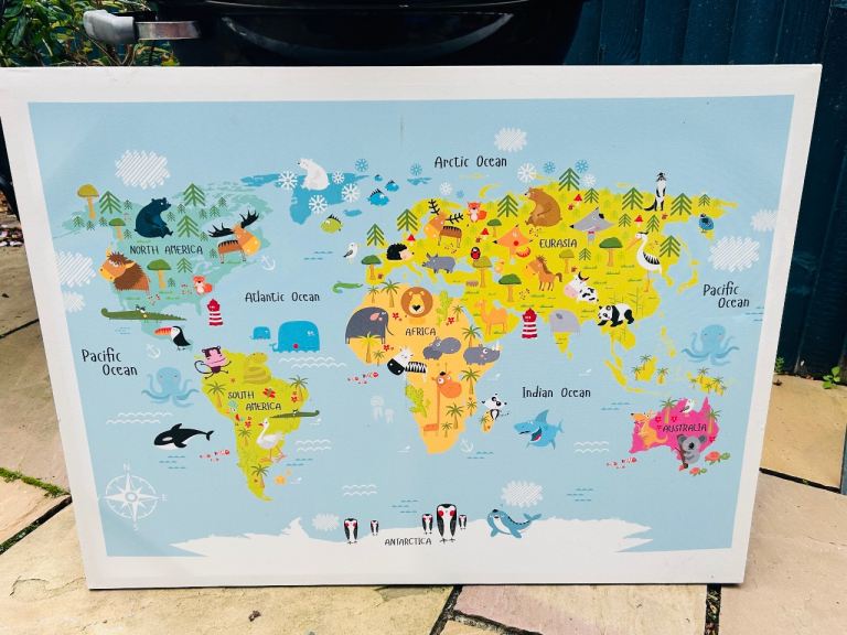 Kids canvas map print