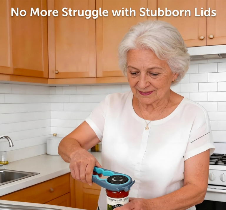 3-in-1 Jar Bottle & Ring Pull Opener – For Weak Hands Arthritis, Easy Grip Labor Saving Kitchen Tool