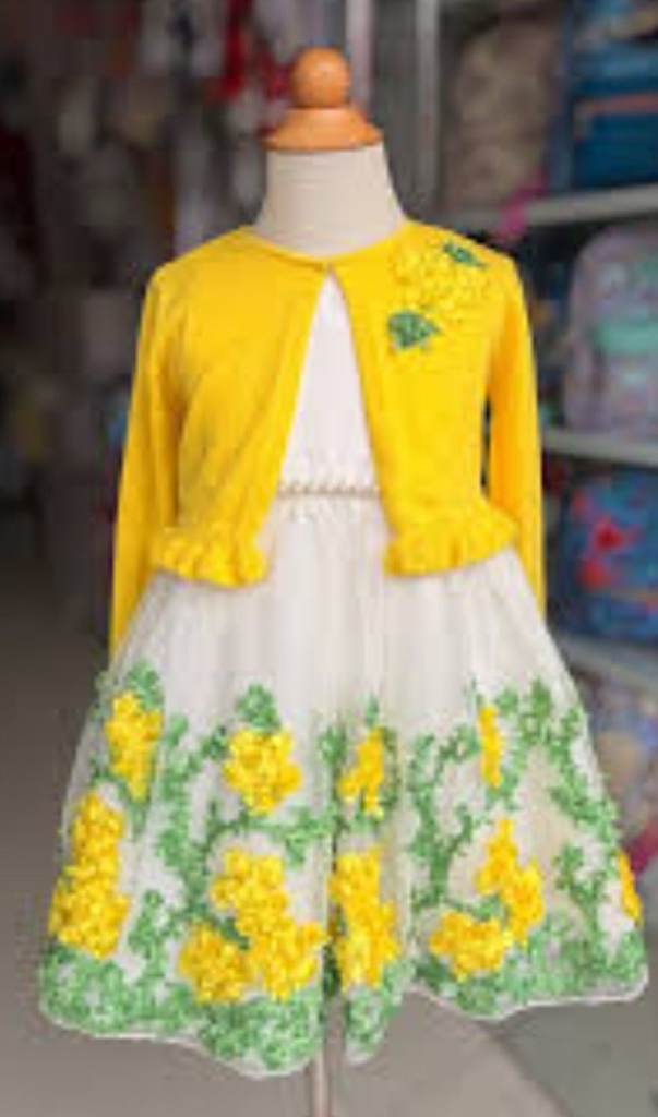 American Princess White Yellow Floral Princess Dress Tulle Size 2T Toddler Girl