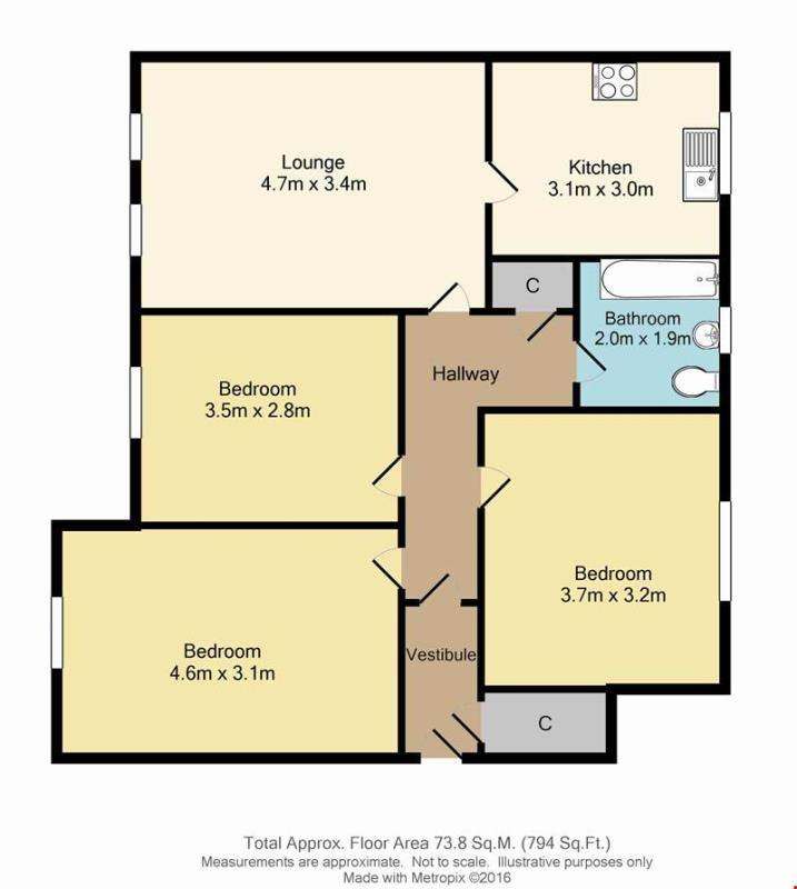 First-floor Self-contained three-bedroom flat to rent