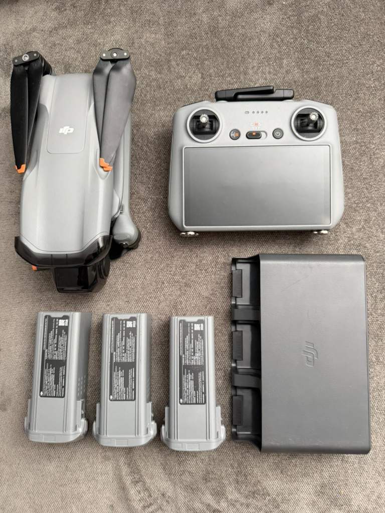 DJI Air 3 Drone + DJI RC 2 (Screen Controller) + 3 Batteries