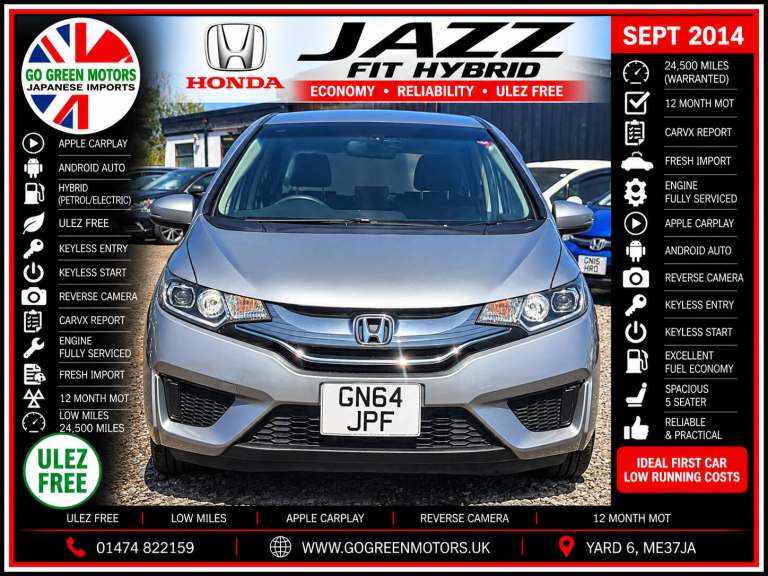 2026 Honda Jazz Fit Hybrid Automatic 5 doors, Apply CarPlay 24500 warranted mileage Keyless Hatch...