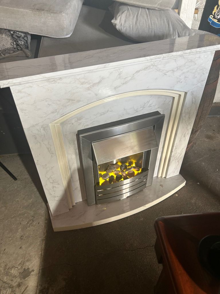 Electric Fireplace with Marble Surround – Good Condition