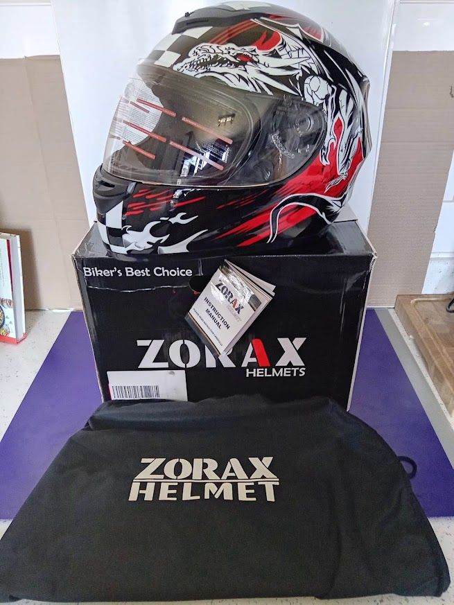 Zorax Zor-819 Dragon Motorcycle Full Face Mirror Visor Helmet Size 57-58cm