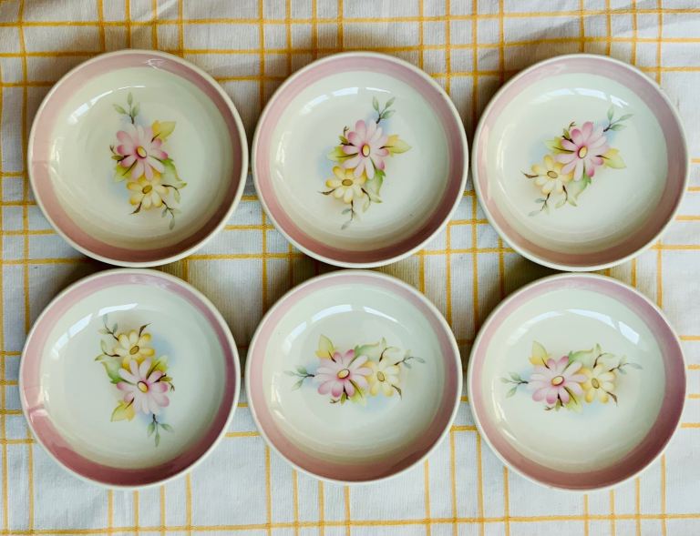 vintage Bridgwood Sampsonite Small Dishes - Set of 6, Floral Design