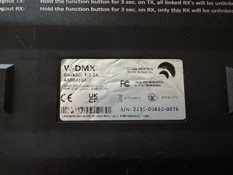 Wireless Solutions W-DMX BlackBox F-1 G6 Transceiver 2.4GHz