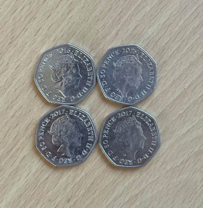 Beatrix Potter 50p Coins - Mrs Tiggy-Winkle, Squirrel Nutkin, Benjamin Bunny, Peter Rabbit