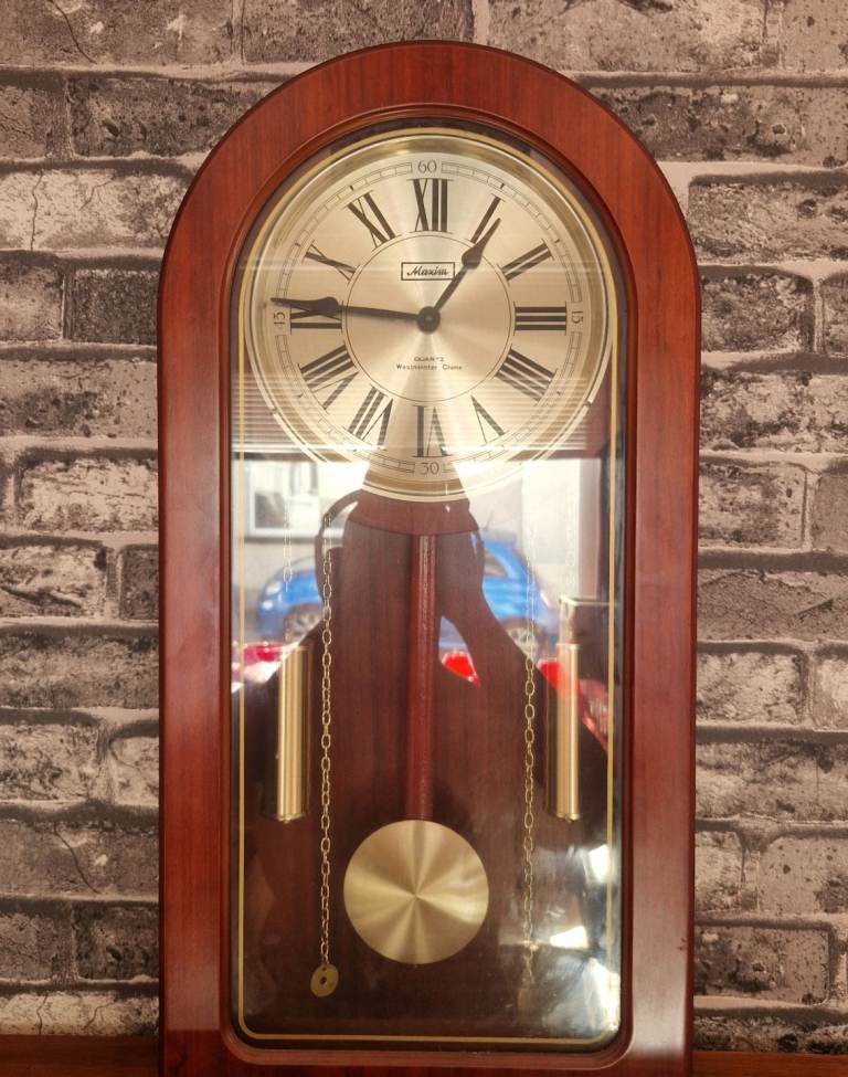 Maxim Westminster Quartz Wall Clock Wooden Pendulum Chime Clock