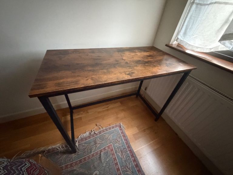 Computer Desk / Writing Desk – 100 x 50 x 75 cm – Rustic Brown & Black