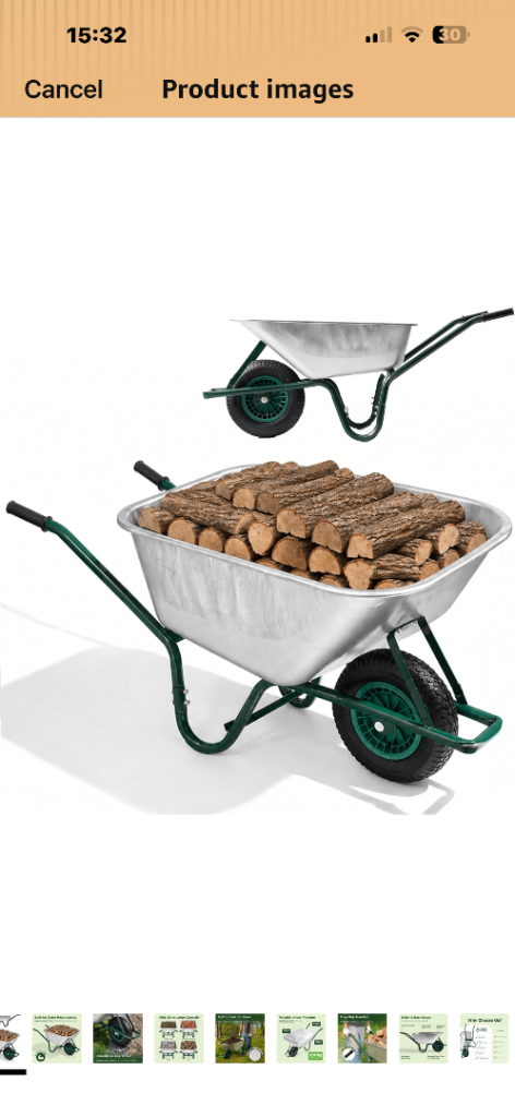 Heavy-Duty Wheelbarrow – Galvanised Steel, 200kg Capacity