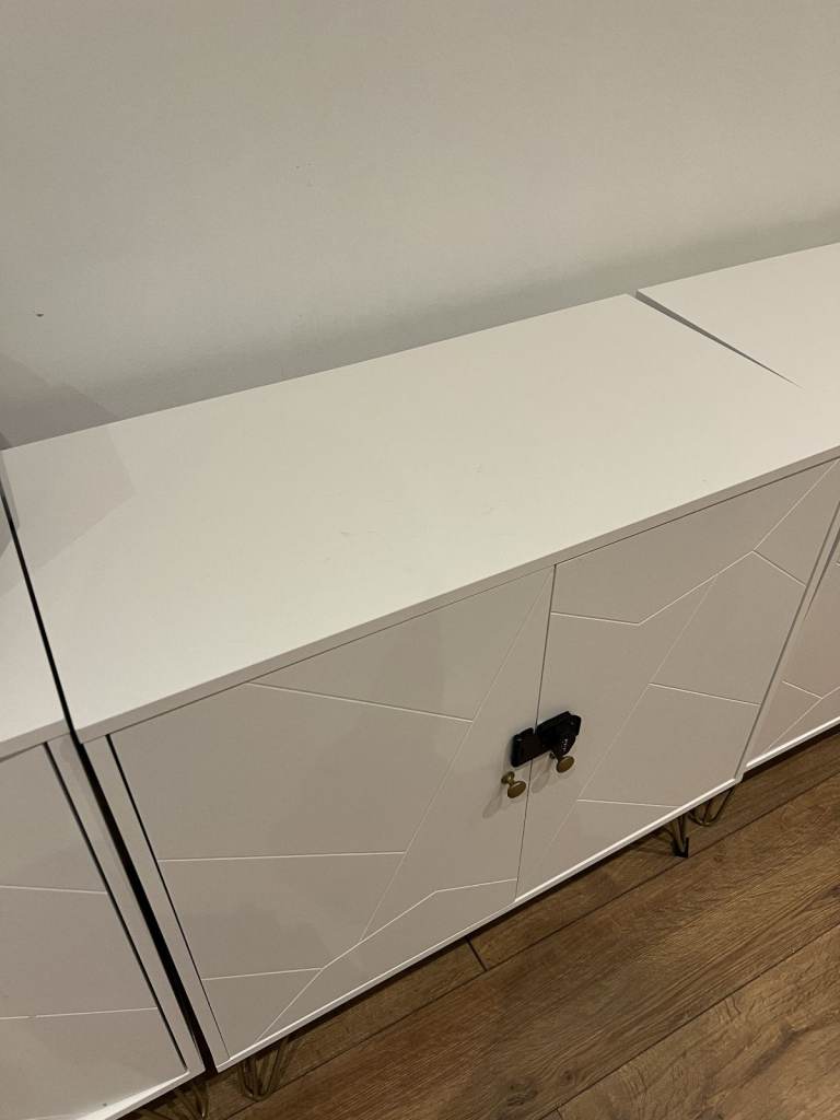 Modern Storage Cabinet with Golden Hairpin Legs - 40 x 80 x 80cm - set of 3