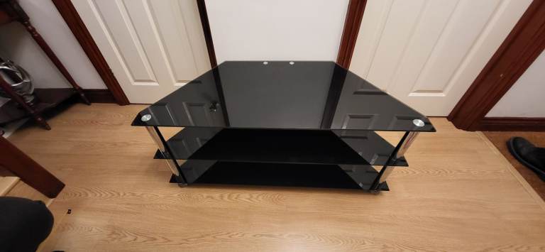 Black Glass TV Stand – Good Condition