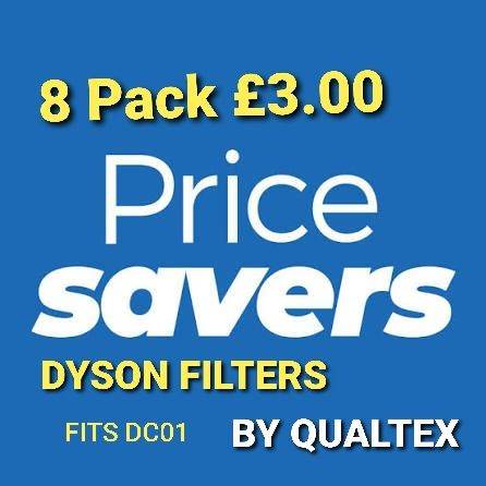 8 Pack Qualtex Dyson DC01 Vacuum Filters - NEW