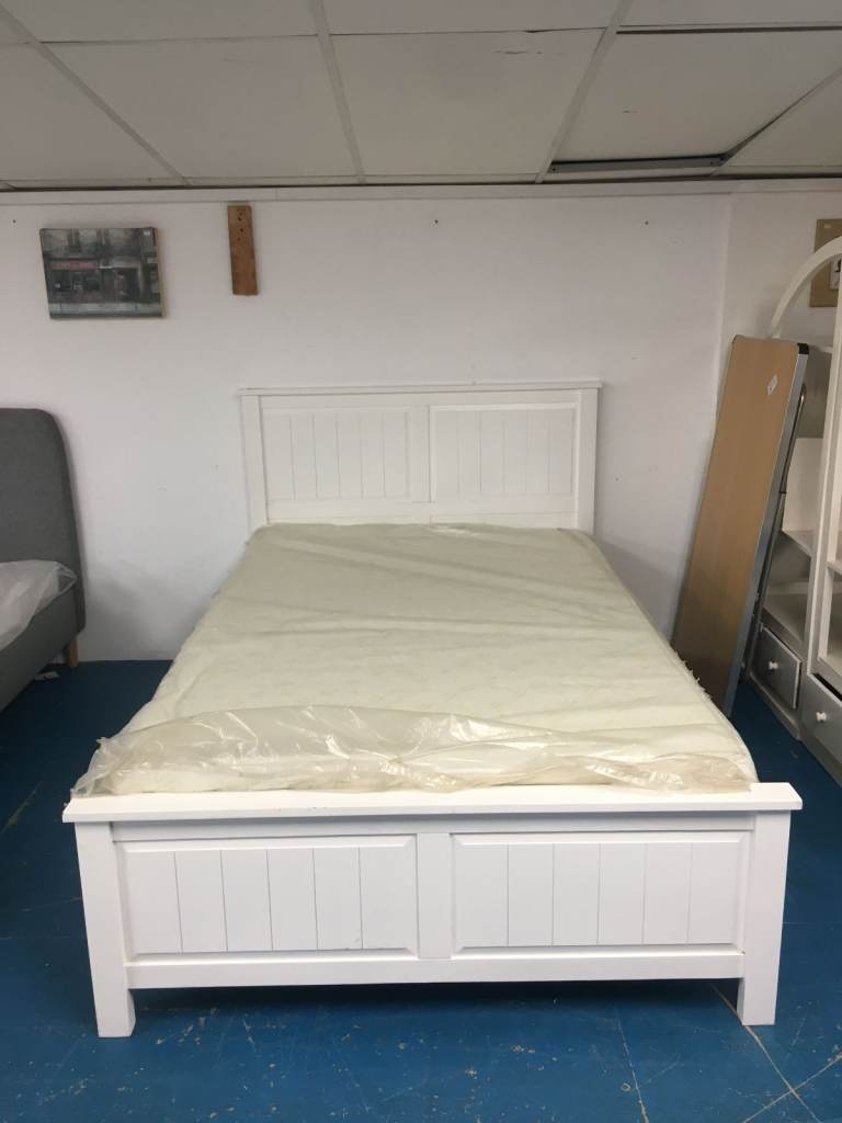 White SMALL Double (4ft) Wooden Bed Base TCL Reuse 103025