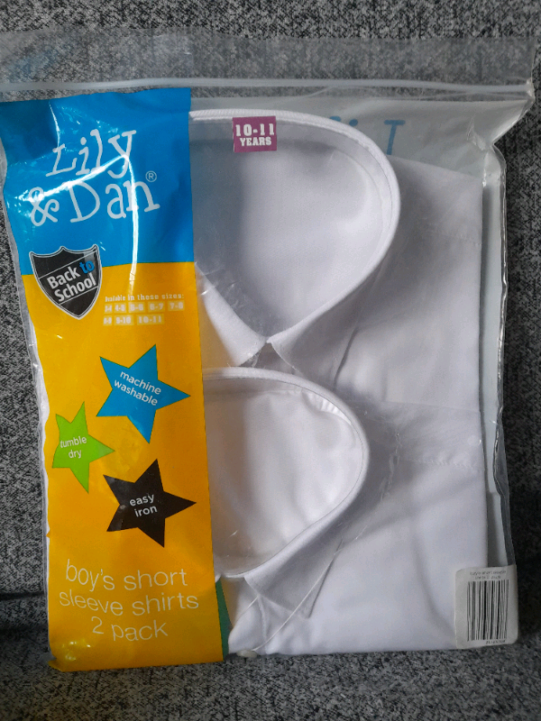 NEW Boy's 2 pack 10-11yrs White Short Sleeve Shirts