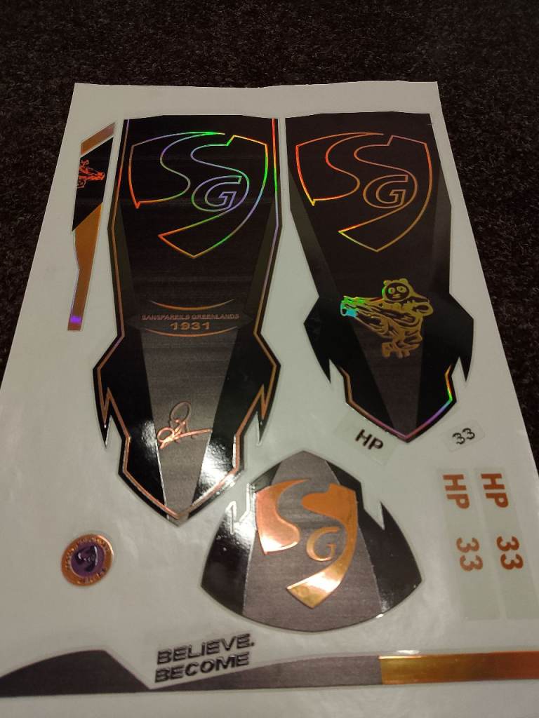 New 2026 SG Cricket Bat Stickers - Multicoloured Holographic Design