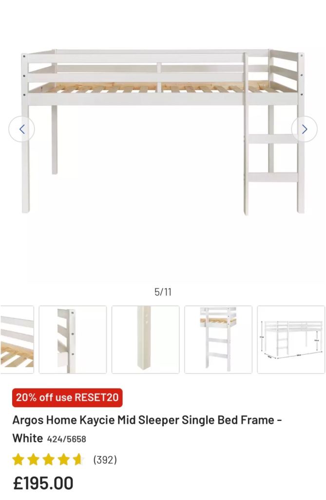 Argos Kaycie Mid Sleeper Single Bed Frame