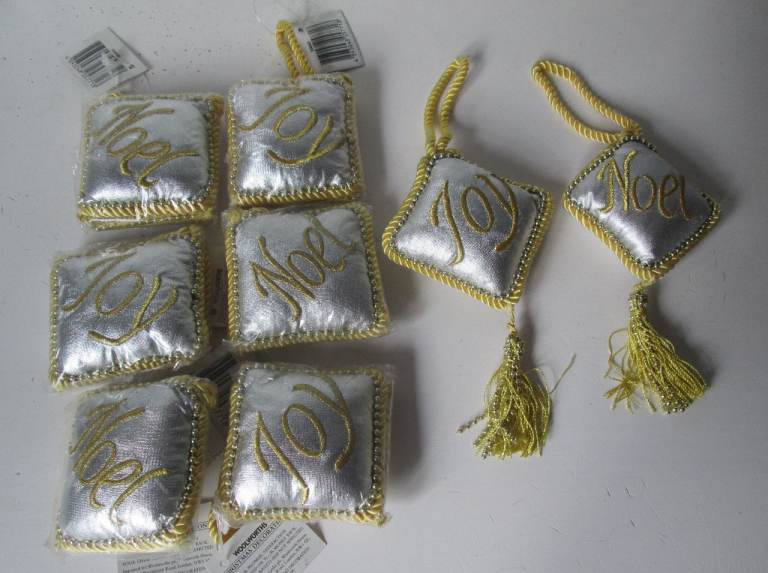 8 Vintage Christmas tree decorations. Noel/Joy. New in packaging. Purchased from Woolworths