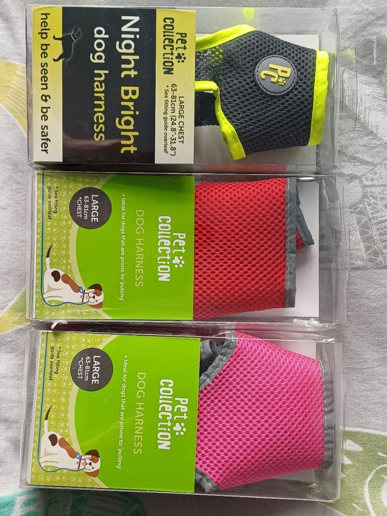 3 SIZE LARGE CHEST DOG HARNESSES BRAND NEW IN BOX