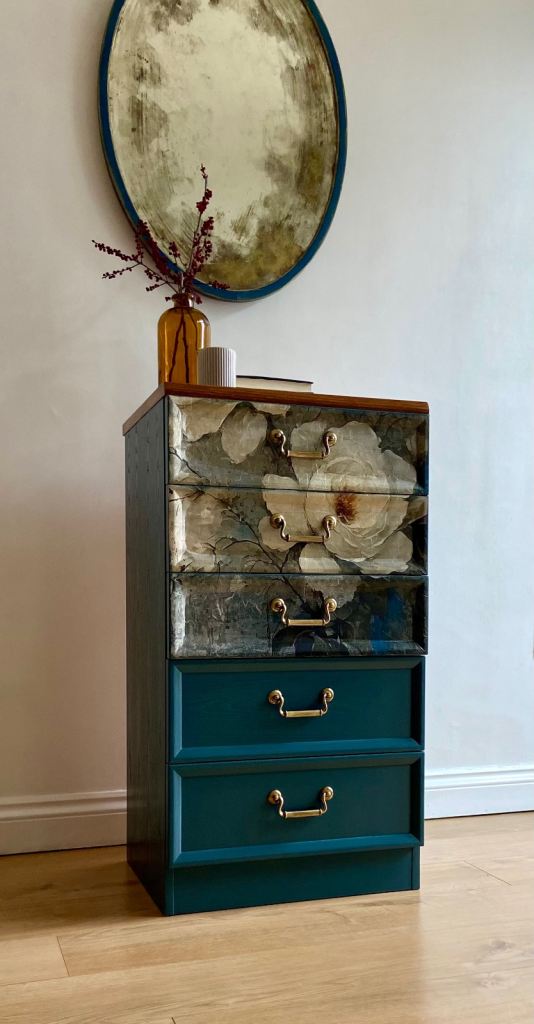 Beautifully Upcycled Chest of Drawers with Floral Design