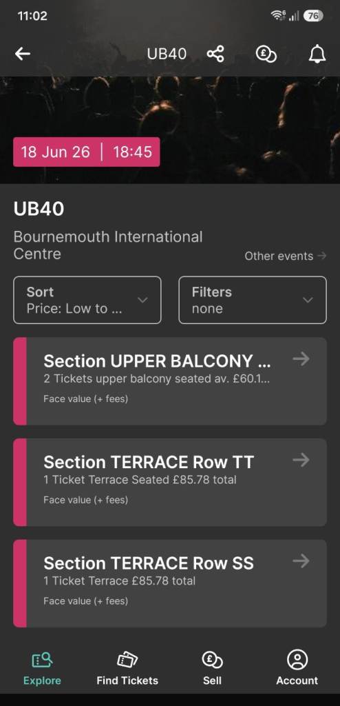 2 x UB40 Tickets BIC Bournemouth 18th June