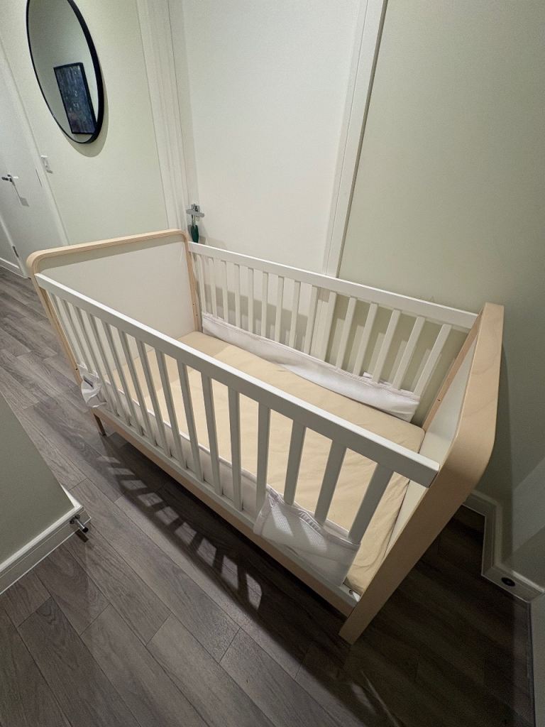 IKEA Cot Bed & Mattress & Protector & Linen & Rail Protectors