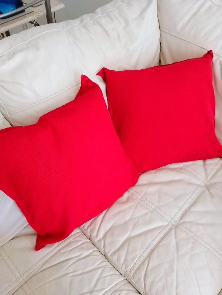 Pair of Red Cushions for Sofa – Good Condition