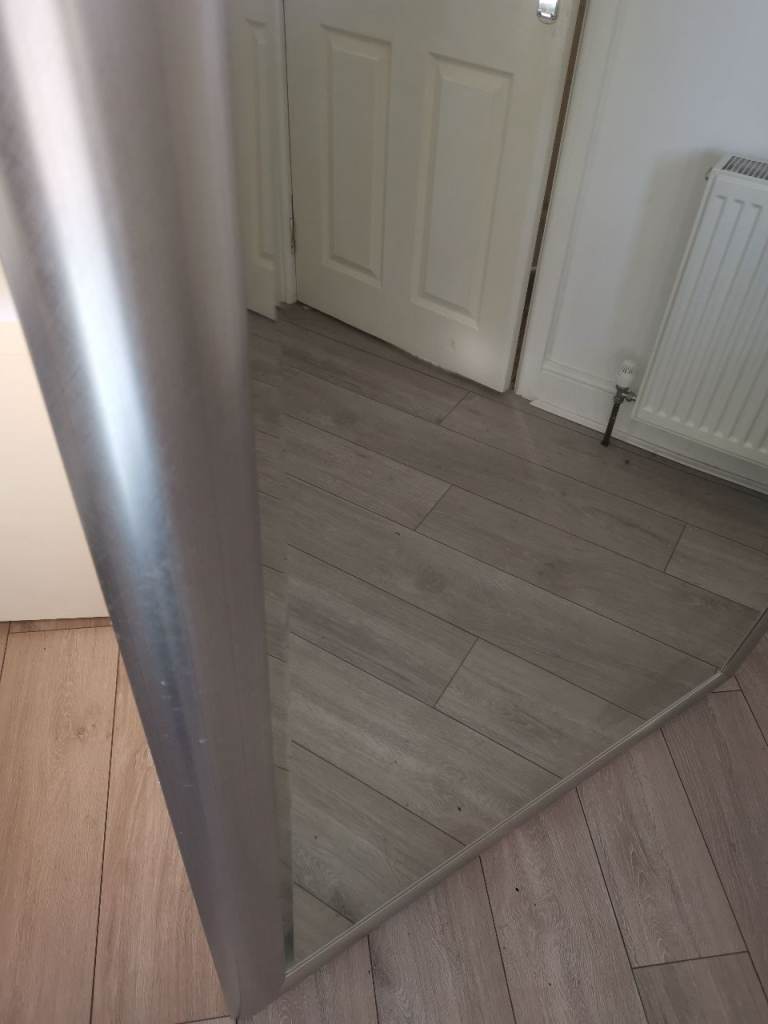 Large silver wooden framed mirror 105cm X 140cm