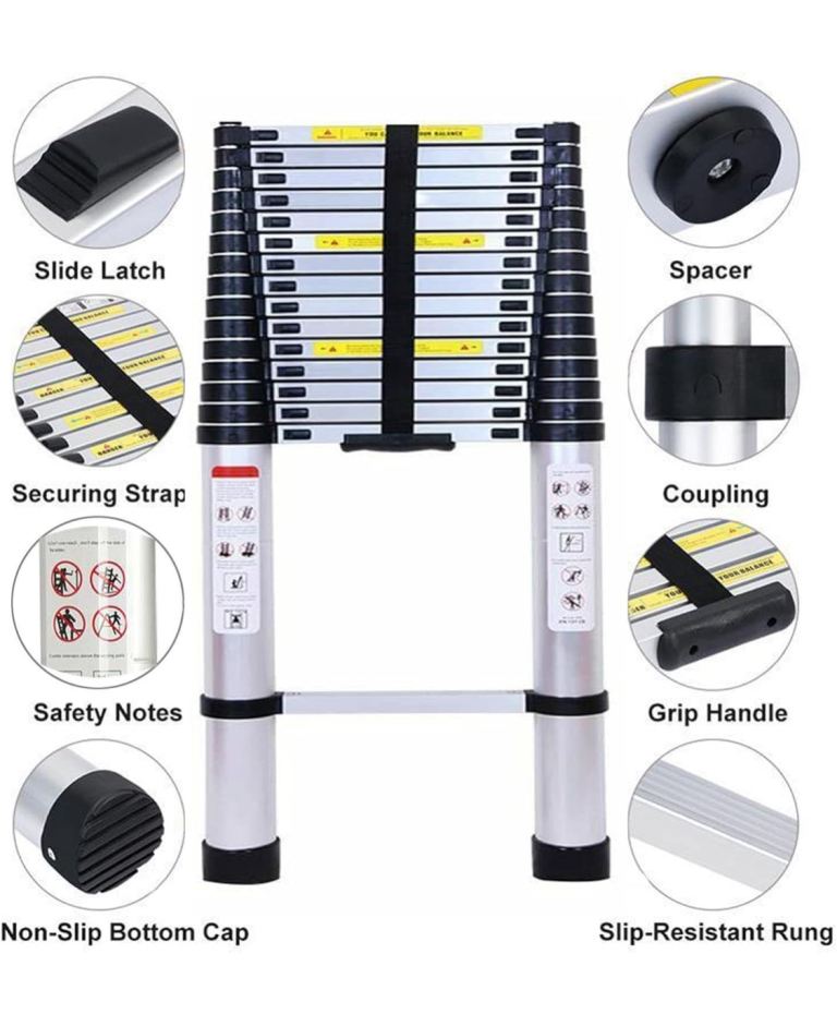 5M Telescopic Ladder 16.5FT Multi-Purpose Folding Aluminium Telescoping Ladder Foldable